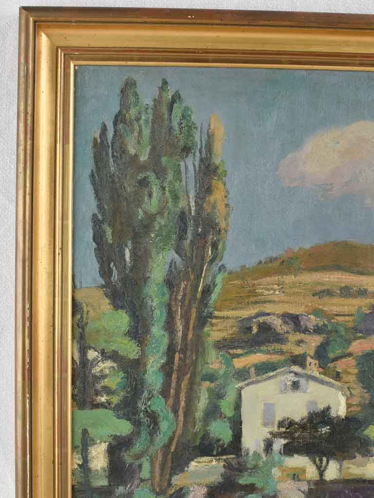 Provencale Landscape painting - Farm house with poplars - Paul de Castro (1882-1940) - 29½" x 25¼"