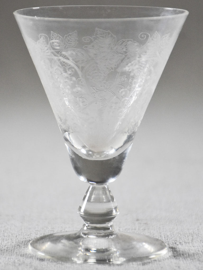 Antique Engraved Demi-Crystal Glasses