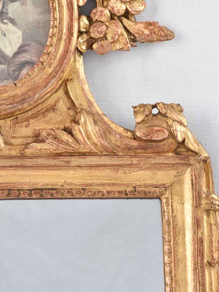 Crested Louis XVI mirror w/ portrait 17¼" x 32¾"