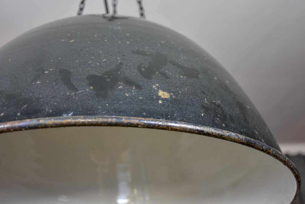 Pair of mid-century industrial suspension lights - enamel