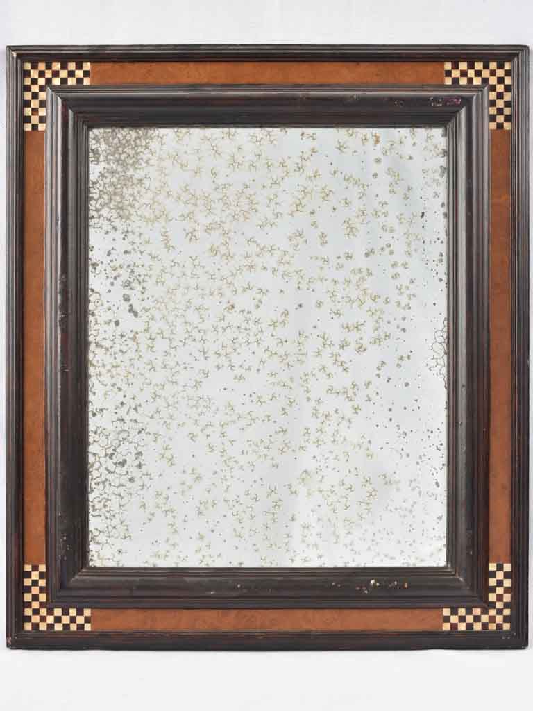 Antique mirror w/ black & white inlay 24½" x 21¼"