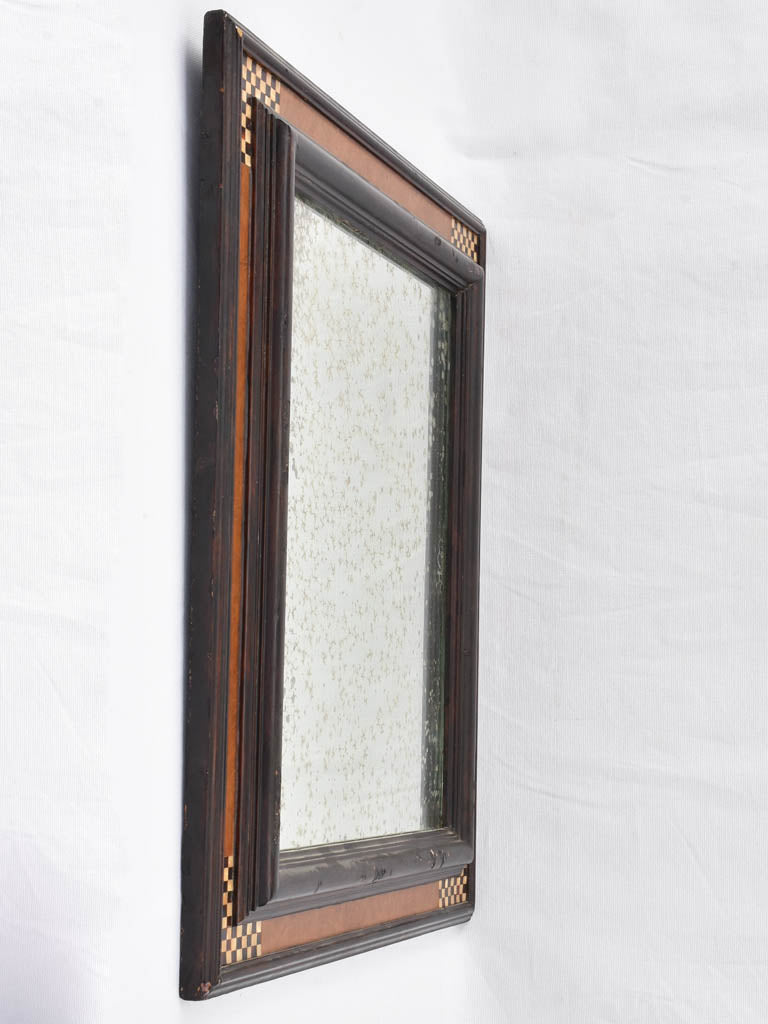 Antique mirror w/ black & white inlay 24½" x 21¼"