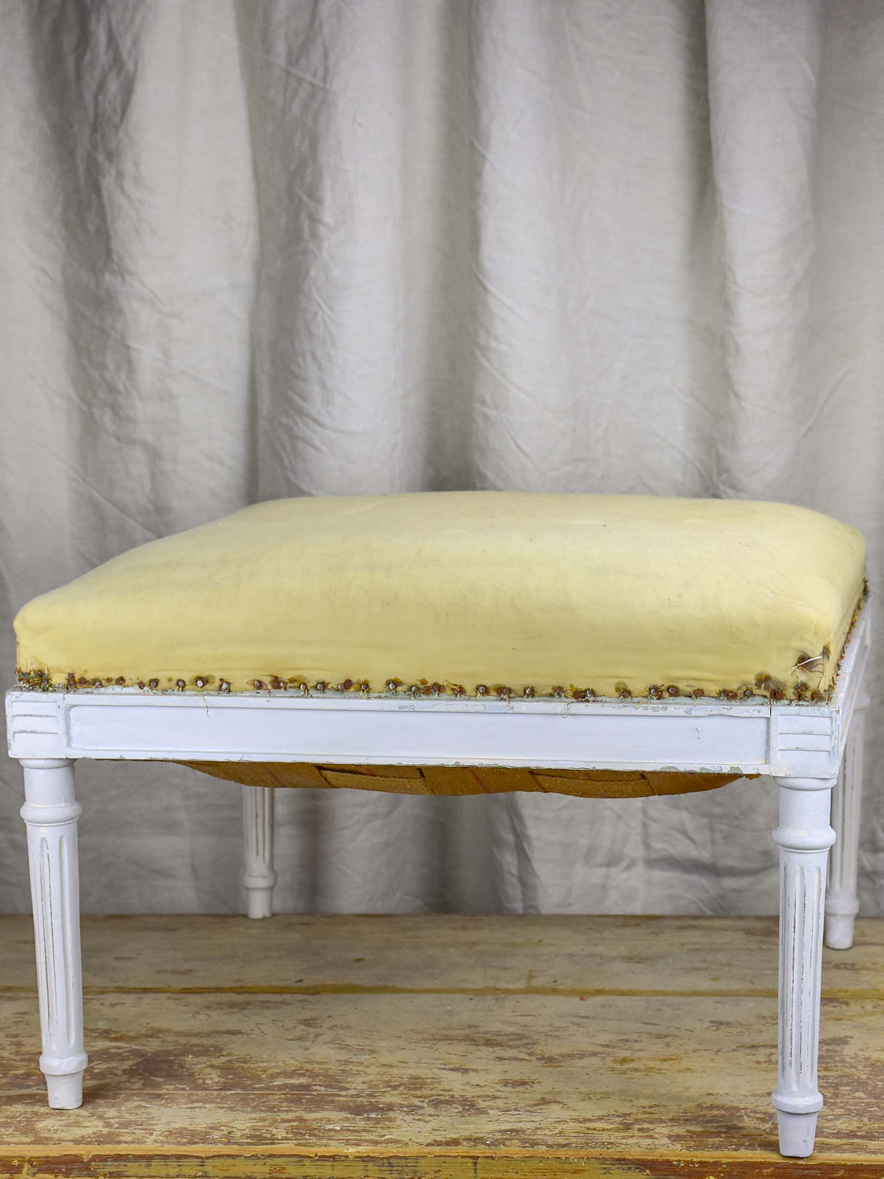 Antique Louis XVI style French ottoman - square