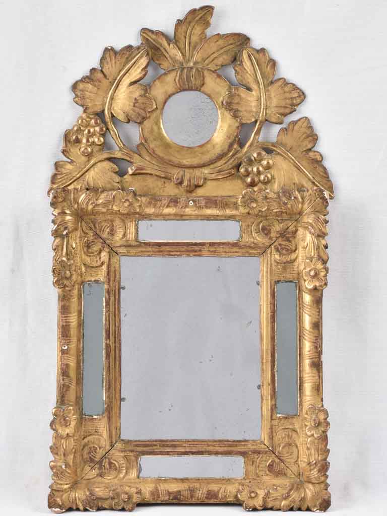 Small crested parclose mirror w/ gilded frame 26½" x 15¾"