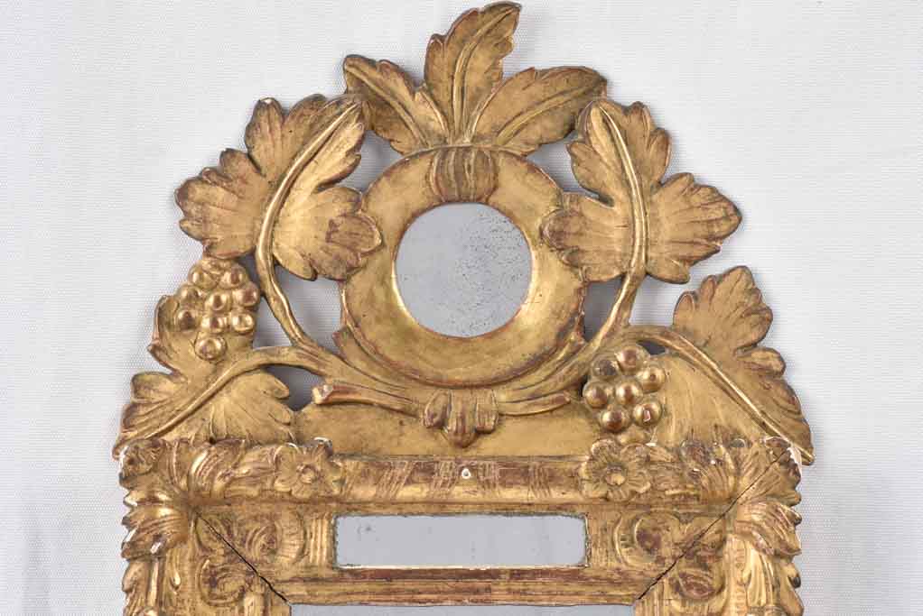 Small crested parclose mirror w/ gilded frame 26½" x 15¾"