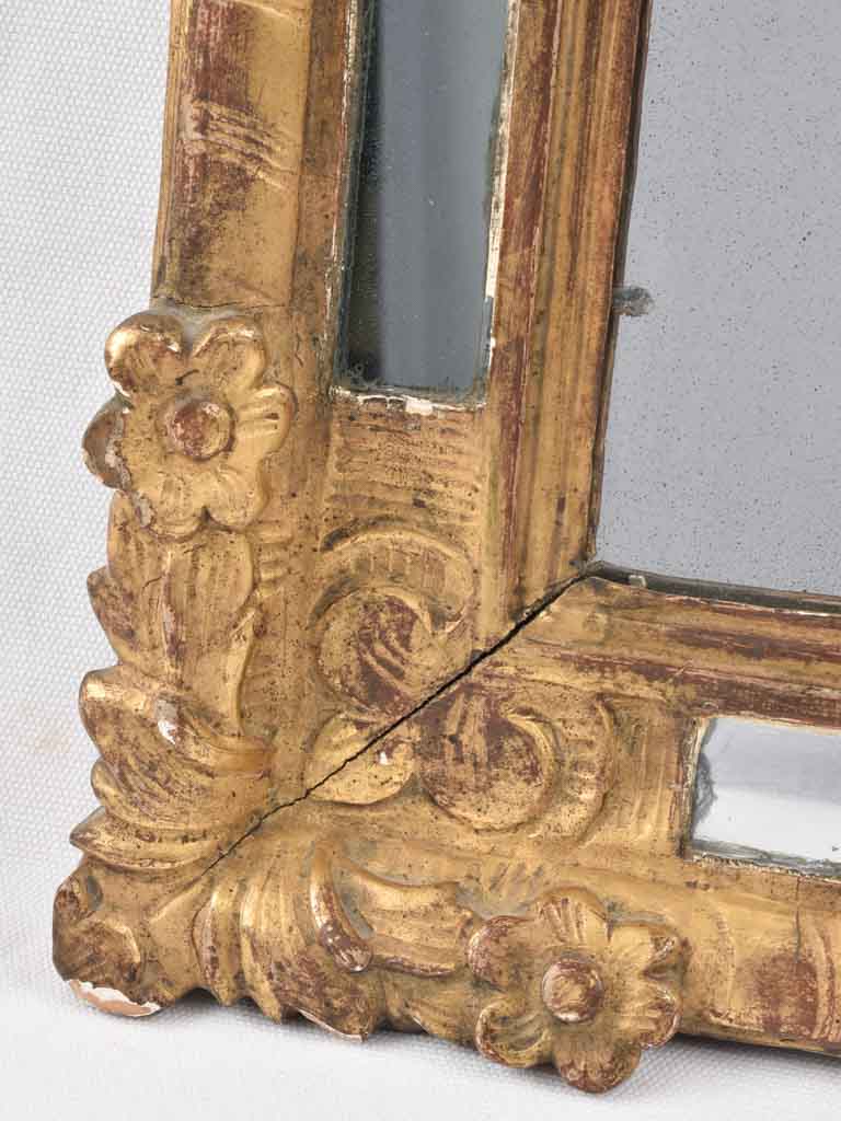 Small crested parclose mirror w/ gilded frame 26½" x 15¾"