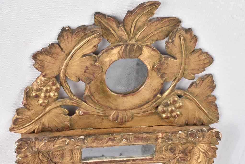 Small crested parclose mirror w/ gilded frame 26½" x 15¾"