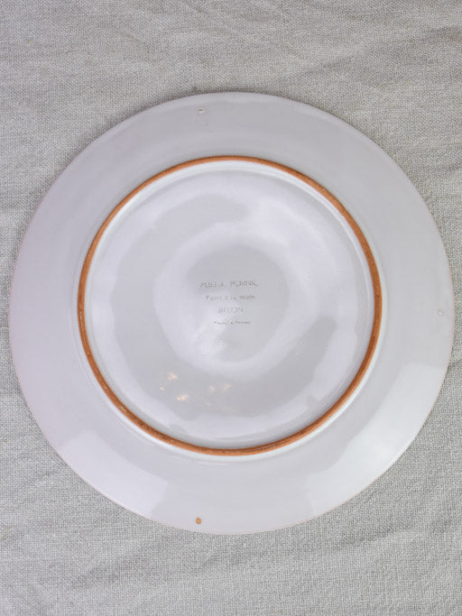 Set of 6 mid century French hand painted oyster serving plates - Pornic 9¾"