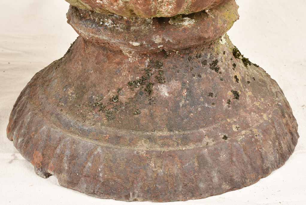 Large pair of 18th century cast-iron planters with blue patina 19¼"