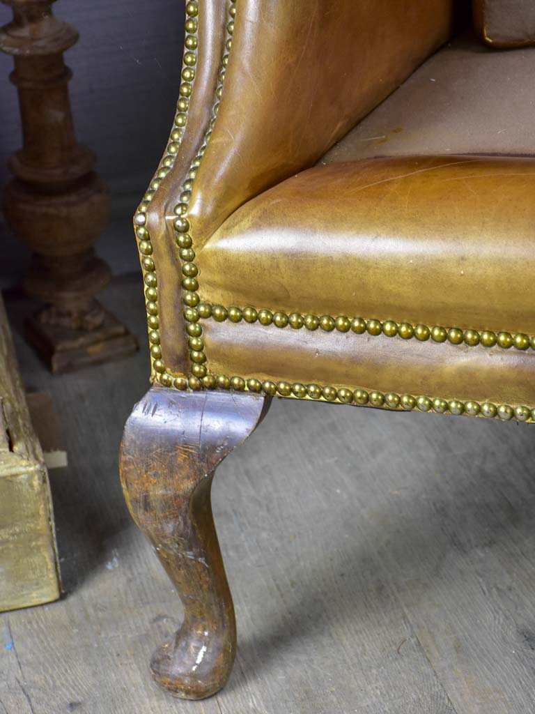 Mid Century English leather chesterfield sofa