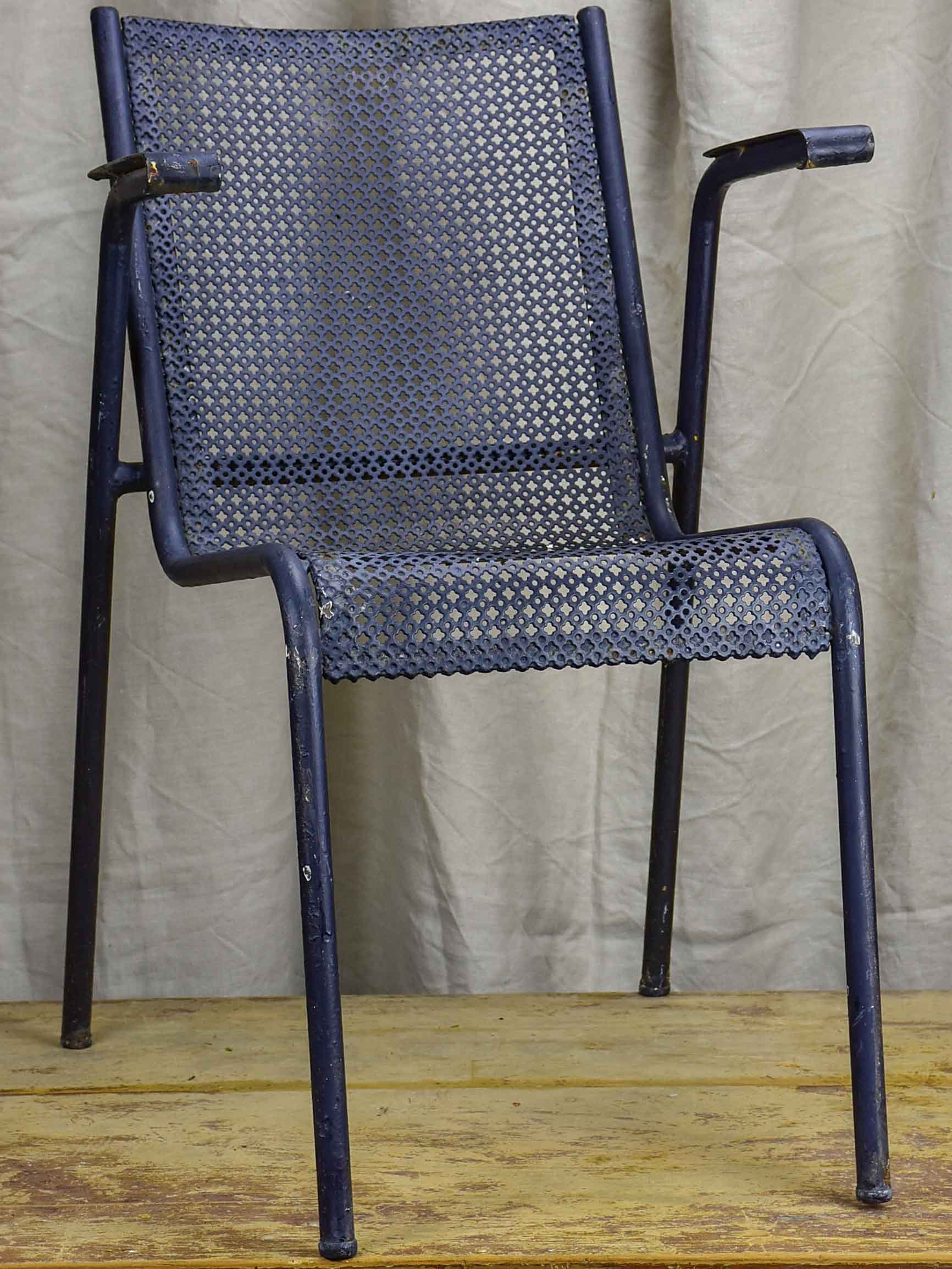 Set of ten mid-century black garden chairs from a French hotel