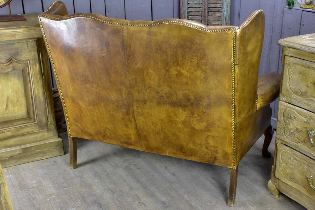 Mid Century English leather chesterfield sofa