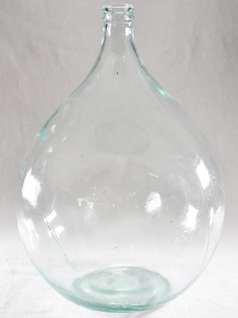Large antique glass demijohn bottle - blue / green 22"