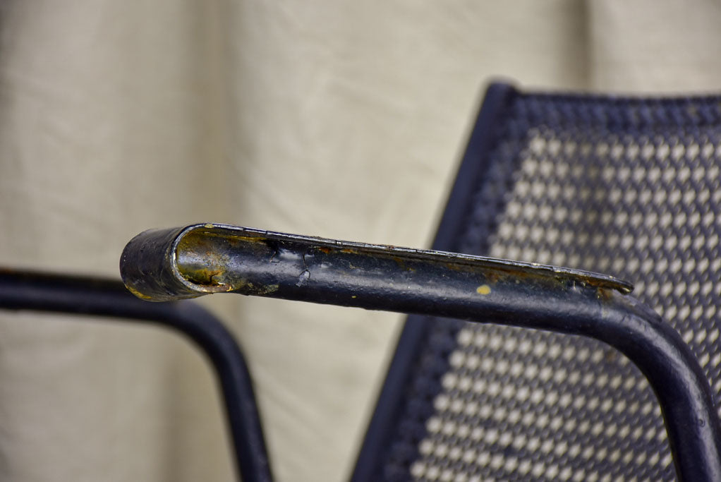 Set of ten mid-century black garden chairs from a French hotel