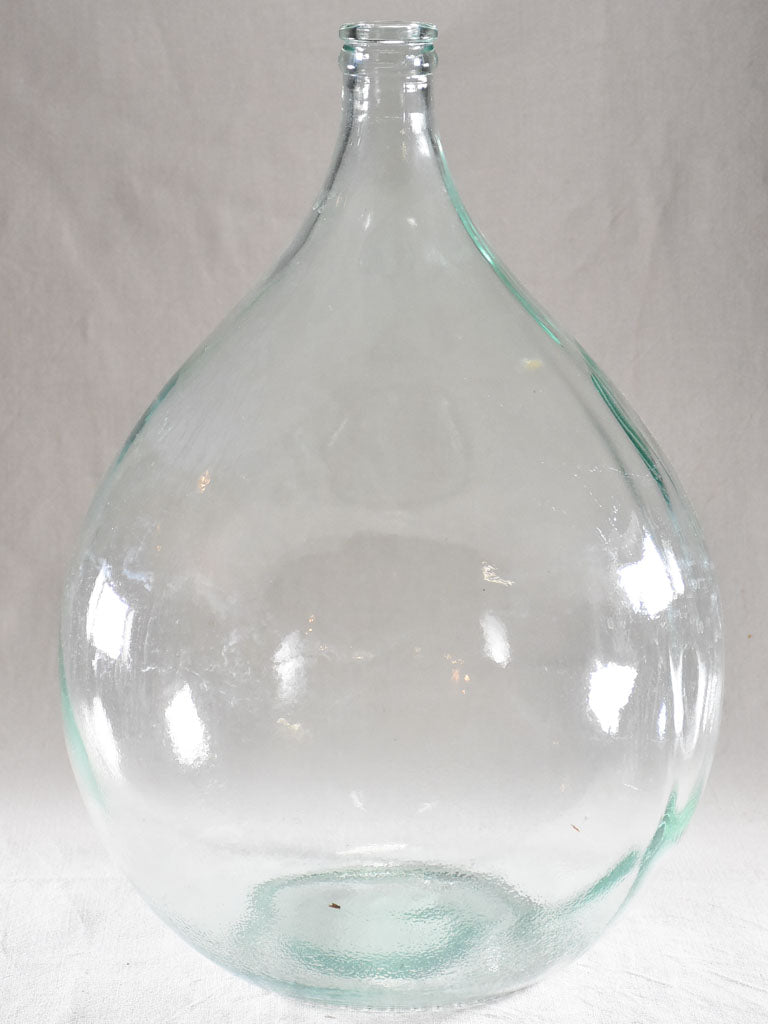 Large antique glass demijohn bottle - blue / green 22"