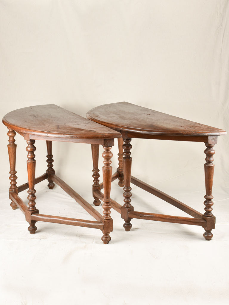 Pair of demi-lune console tables 60¾"