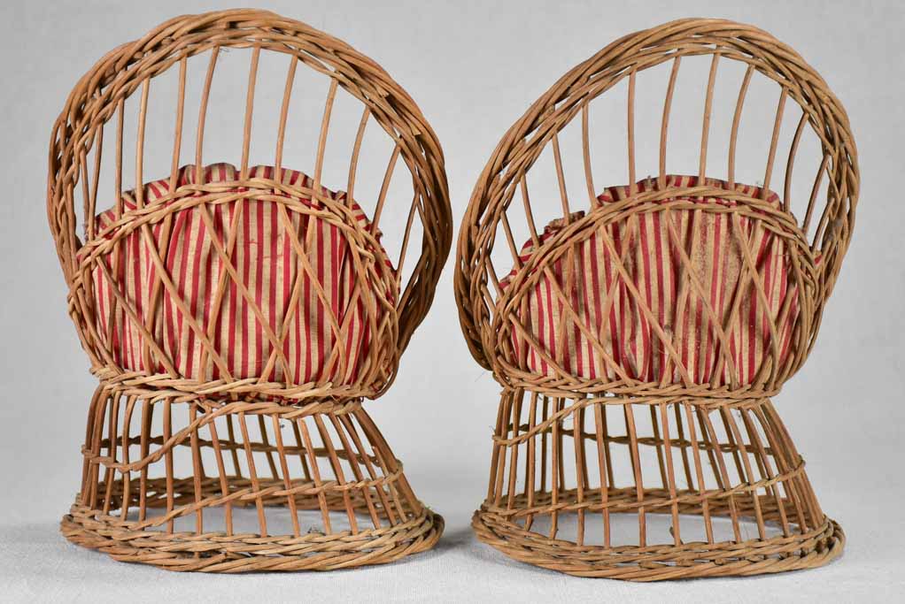 Retro wicker kids play armchairs