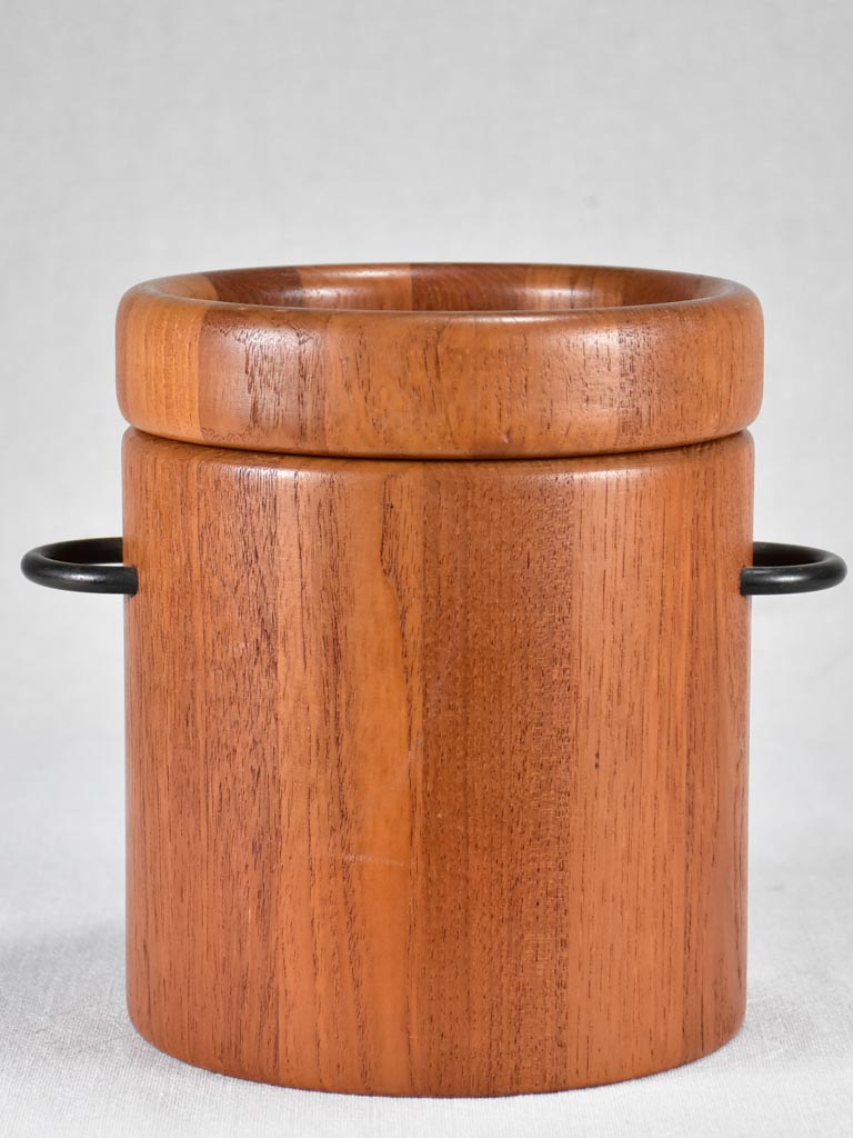 Danish teak ice bucket with lid 8¼"