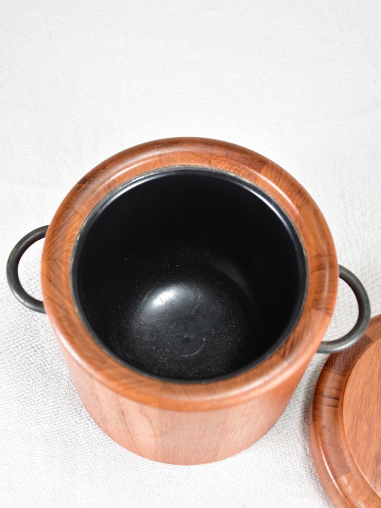 Danish teak ice bucket with lid 8¼"