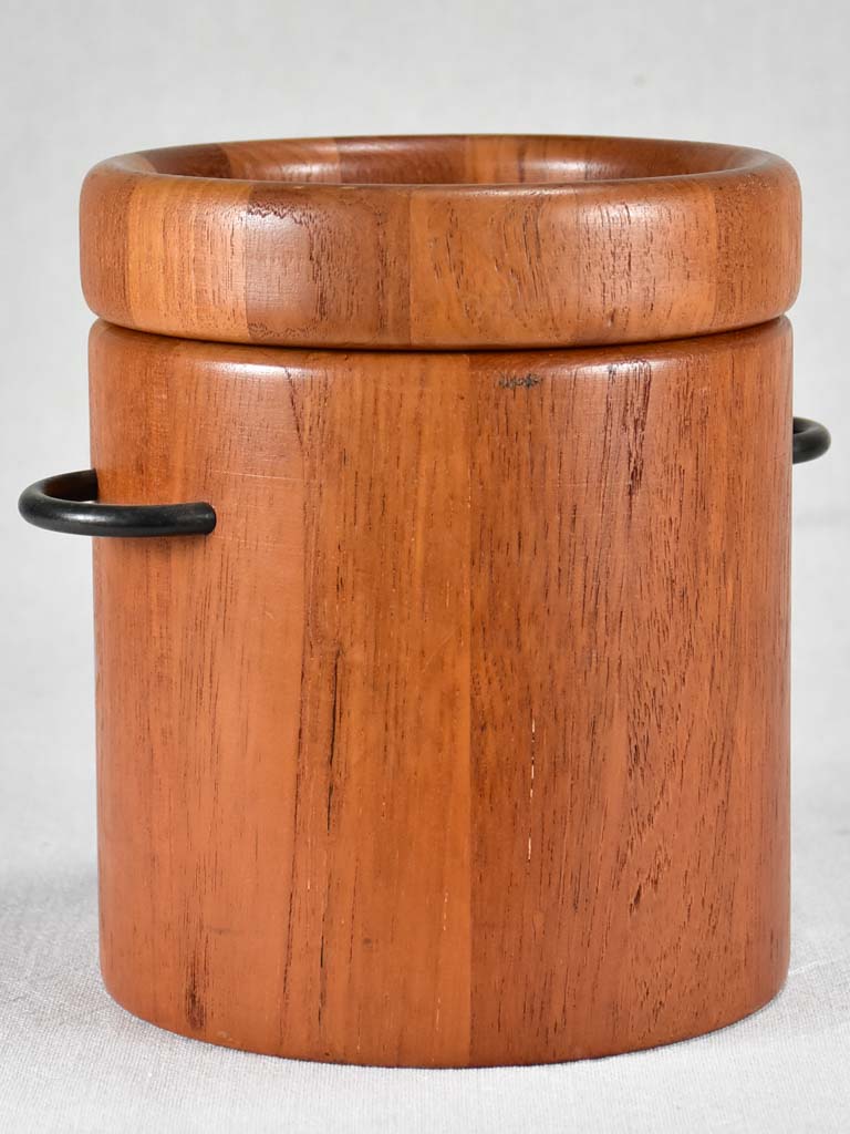 Danish teak ice bucket with lid 8¼"