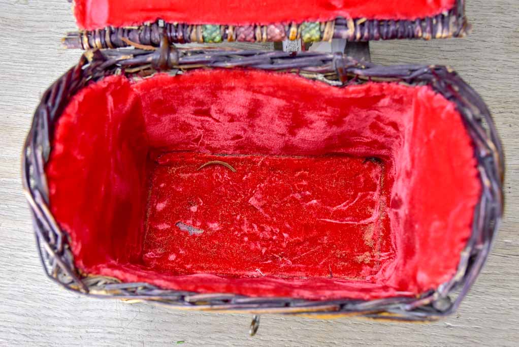 Small antique French children's school lunch basket