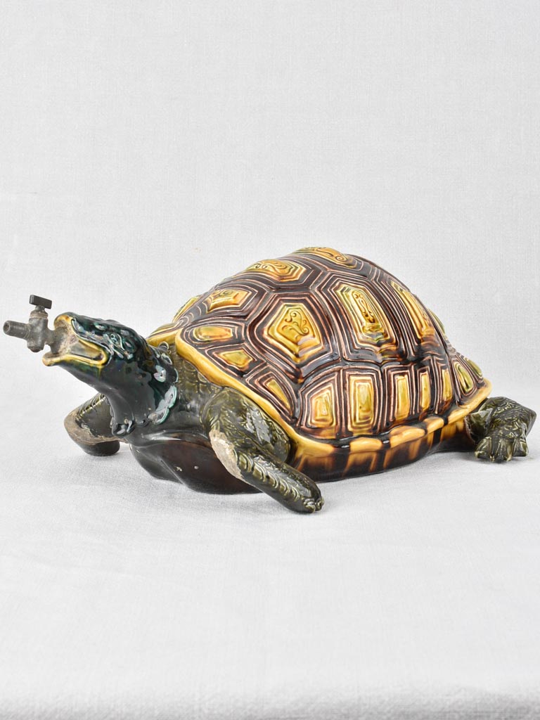Rare antique Sarreguemines turtle fountain