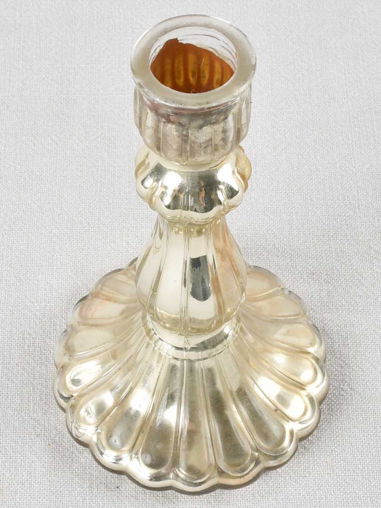 Large 19th Century Mercury glass candlestick