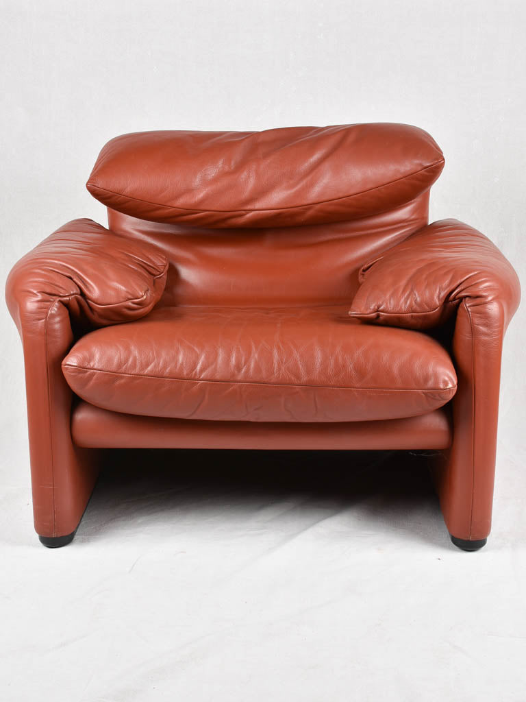 Pair of adjustable brown leather armchairs - Vico Magistretti