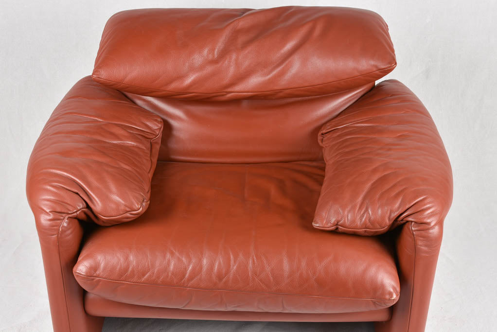 Pair of adjustable brown leather armchairs - Vico Magistretti