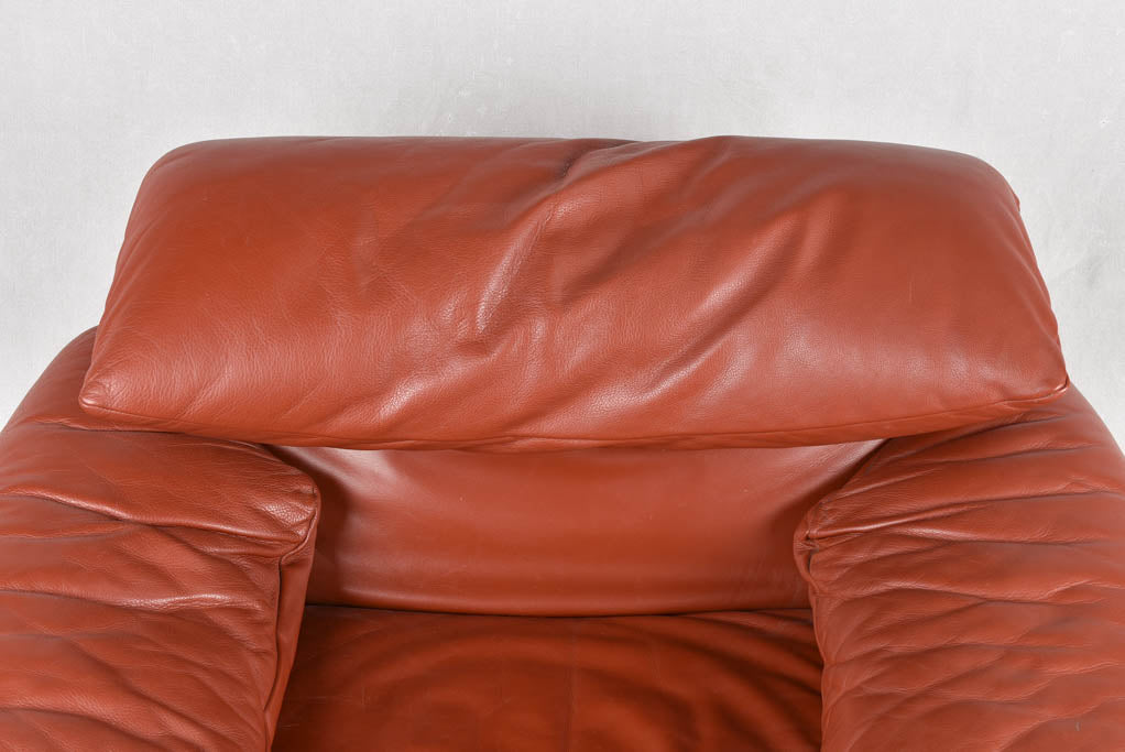 Pair of adjustable brown leather armchairs - Vico Magistretti