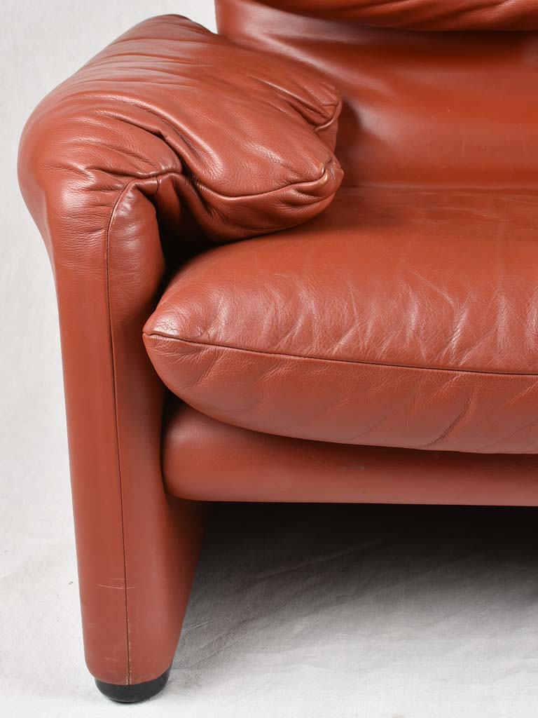 Pair of adjustable brown leather armchairs - Vico Magistretti
