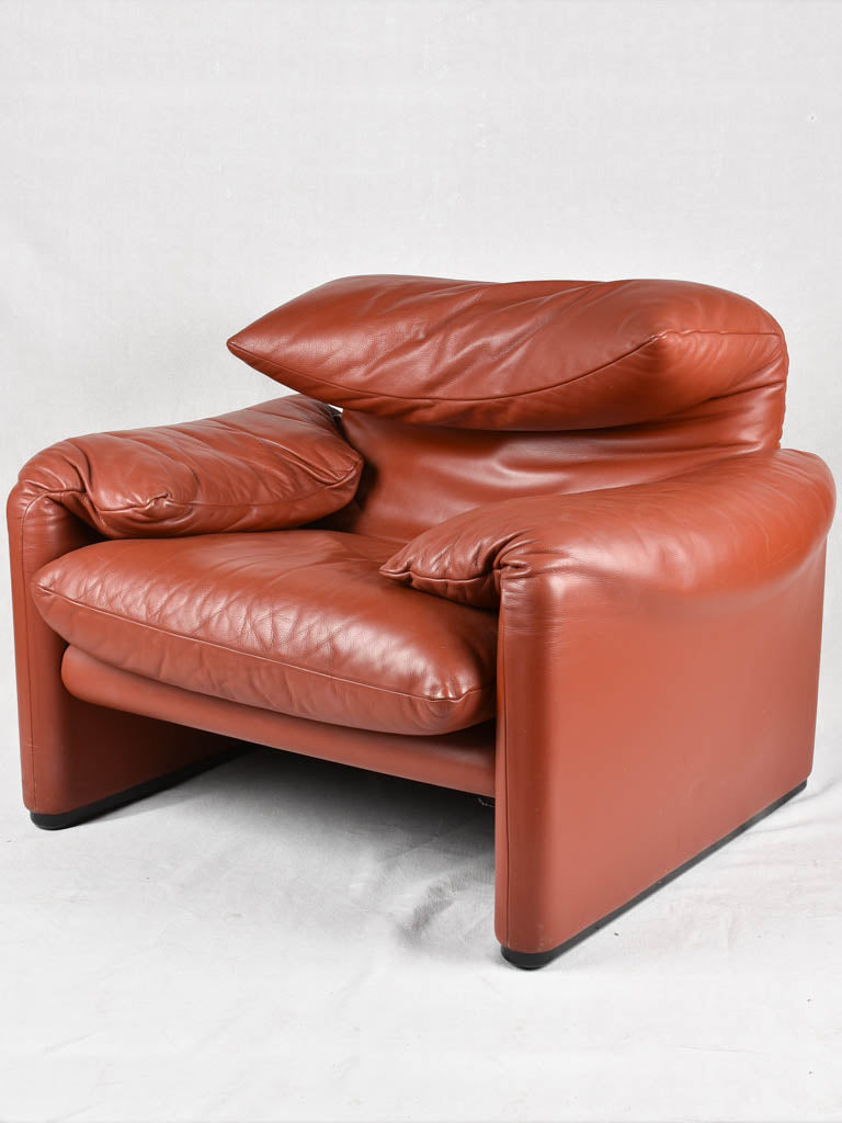 Pair of adjustable brown leather armchairs - Vico Magistretti