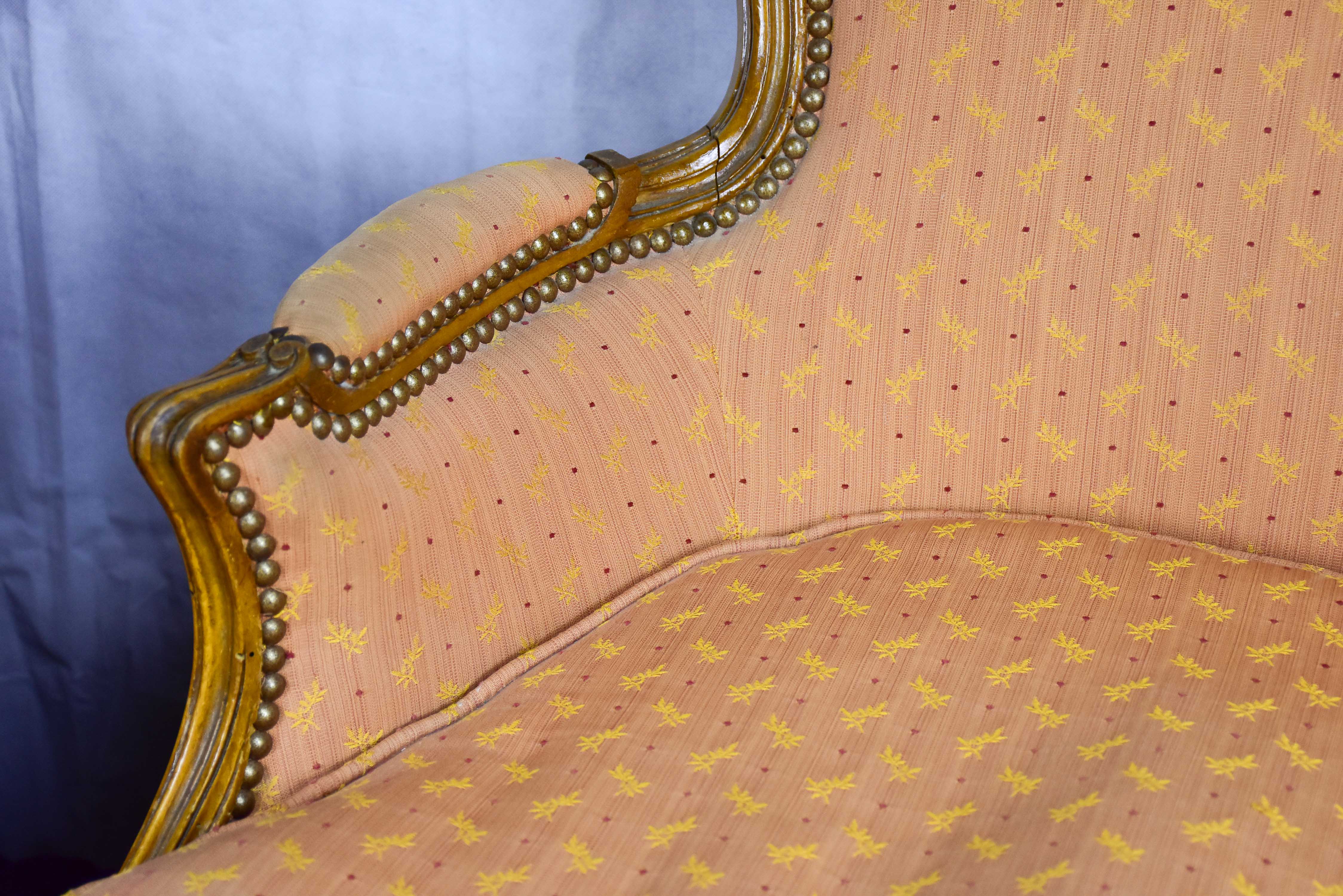 Pair of antique French Bergere Louis XV armchairs