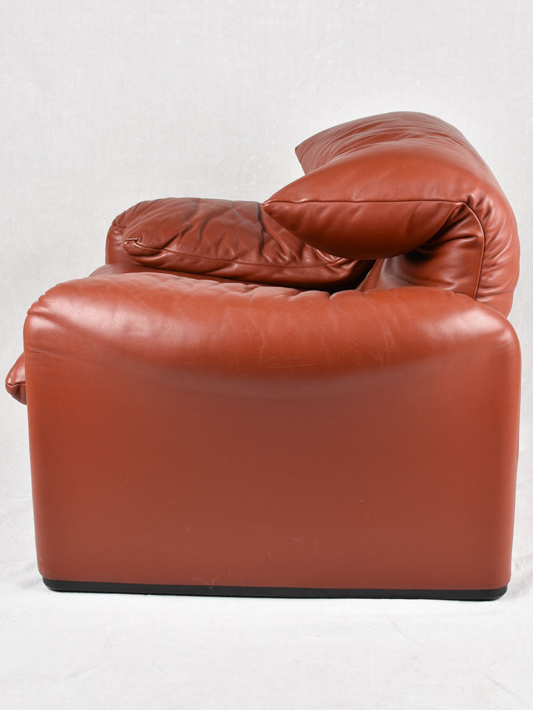 Pair of adjustable brown leather armchairs - Vico Magistretti