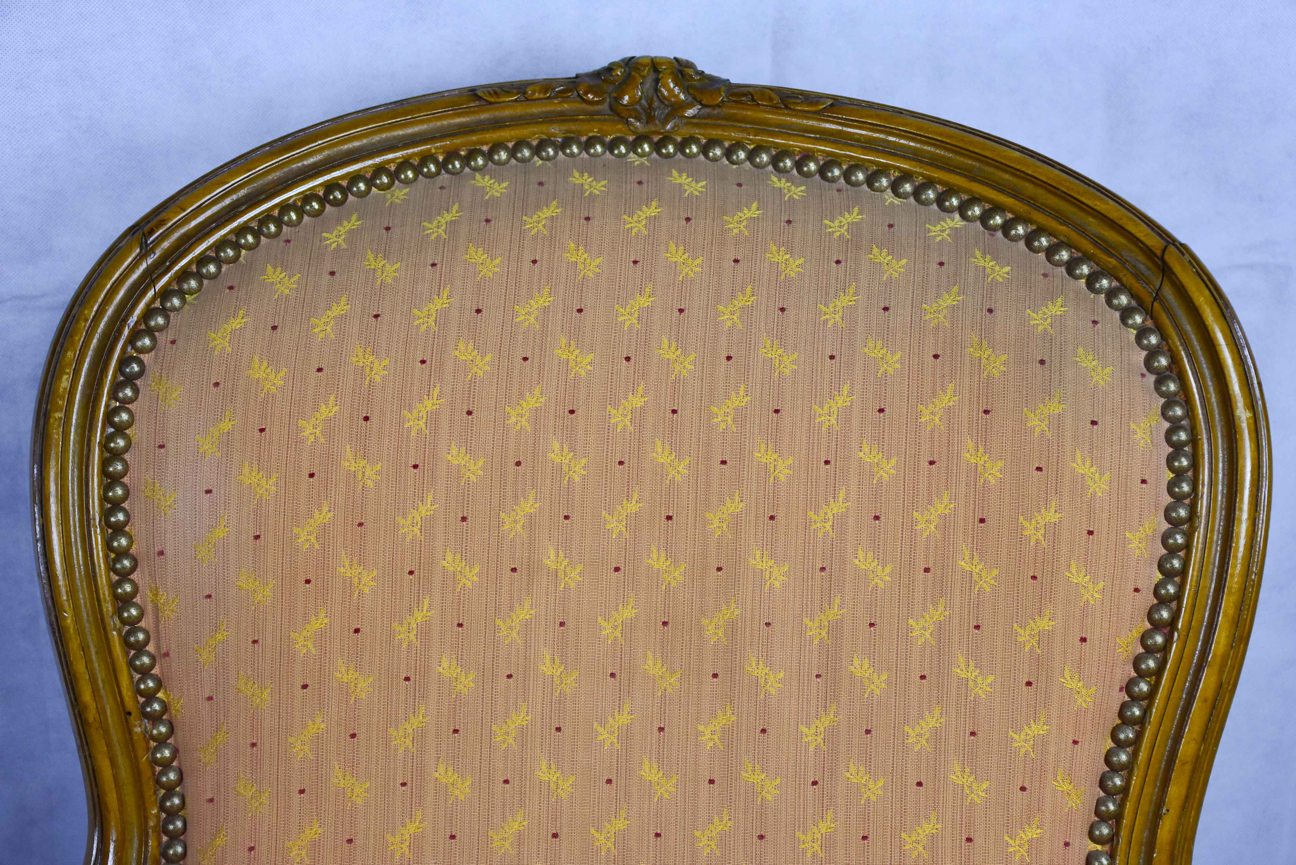 Pair of antique French Bergere Louis XV armchairs
