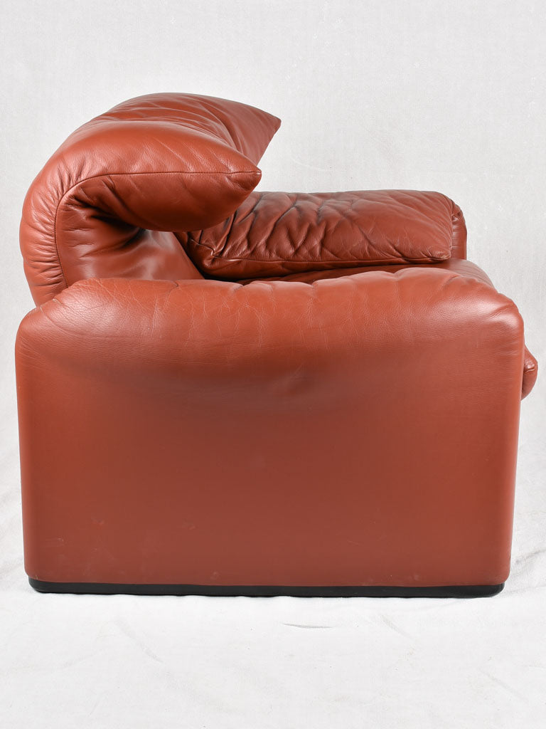 Pair of adjustable brown leather armchairs - Vico Magistretti