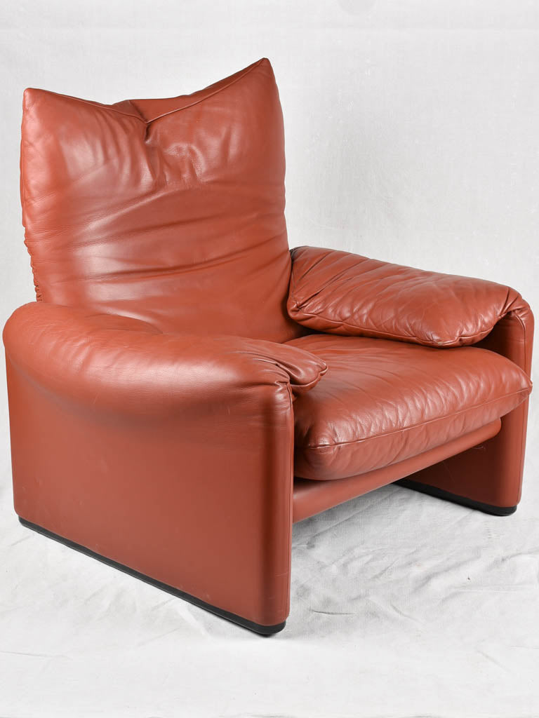 Pair of adjustable brown leather armchairs - Vico Magistretti