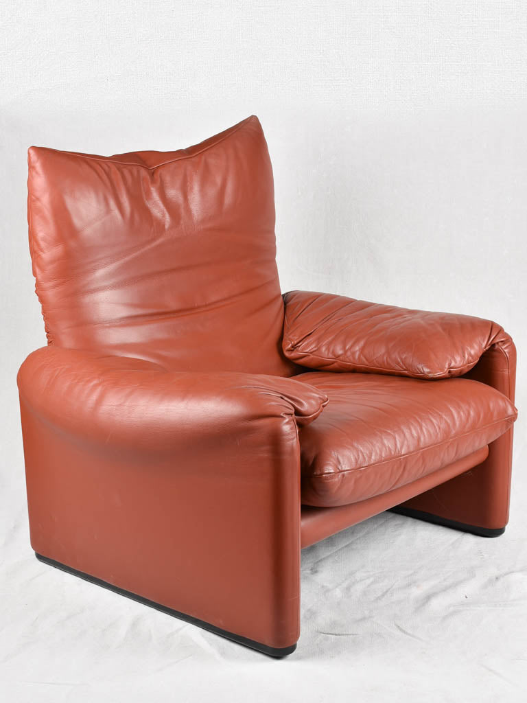 Pair of adjustable brown leather armchairs - Vico Magistretti