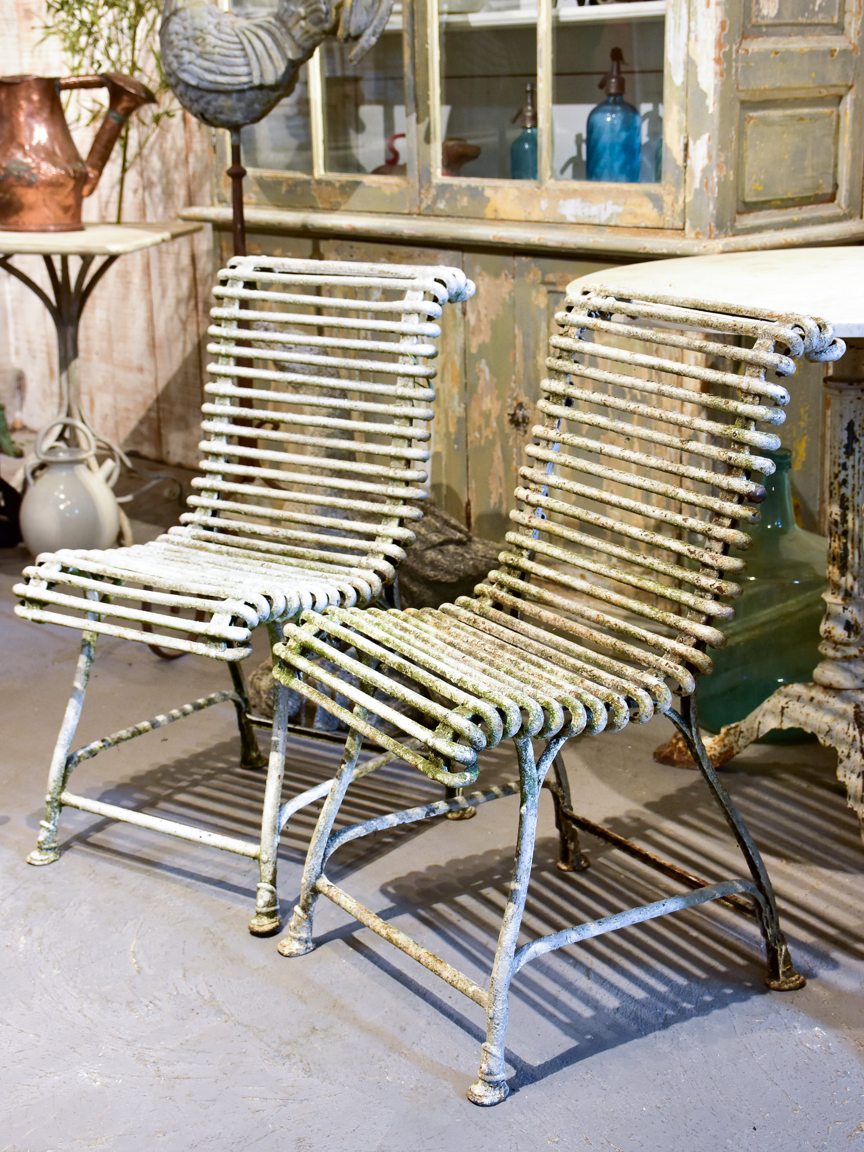 Pair of antique Arras garden chairs