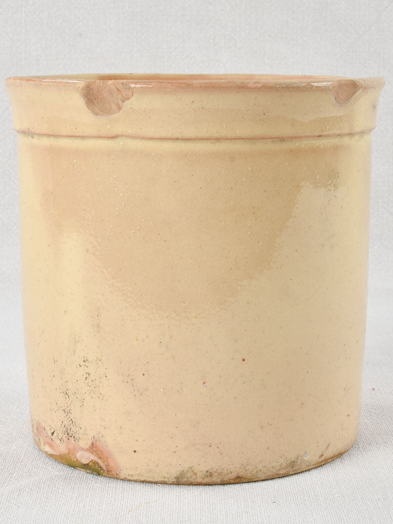 Antique French preserving pot with yellow glaze 6¾"