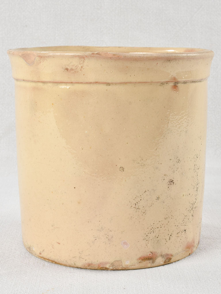 Antique French preserving pot with yellow glaze 6¾"