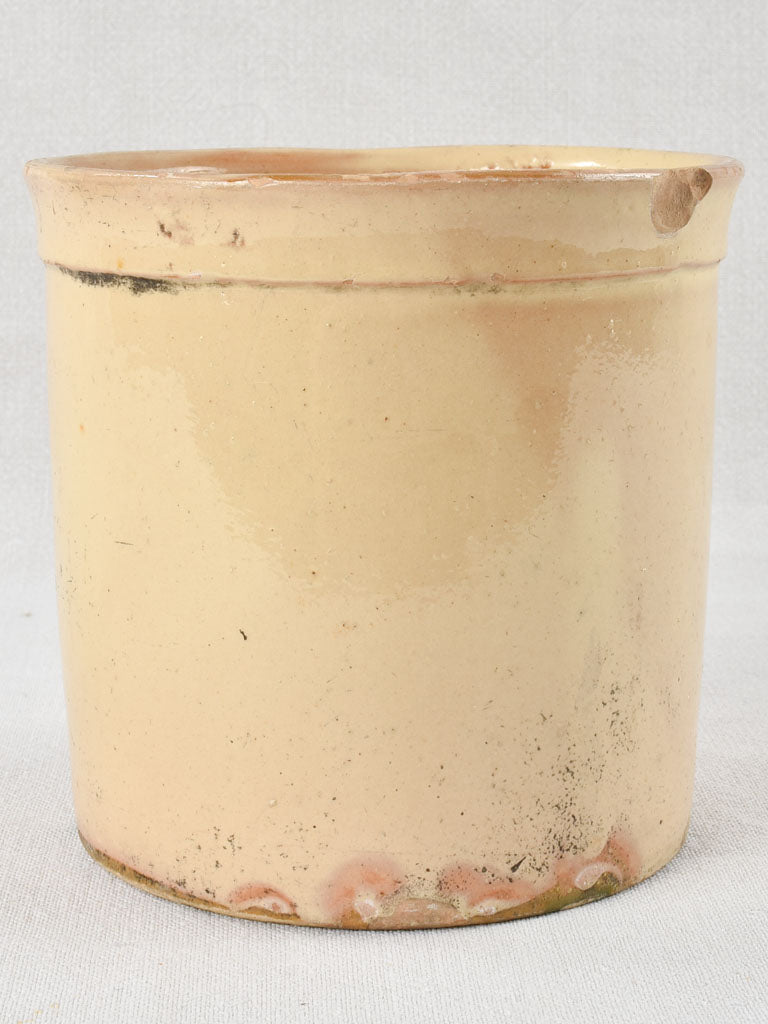 Antique French preserving pot with yellow glaze 6¾"