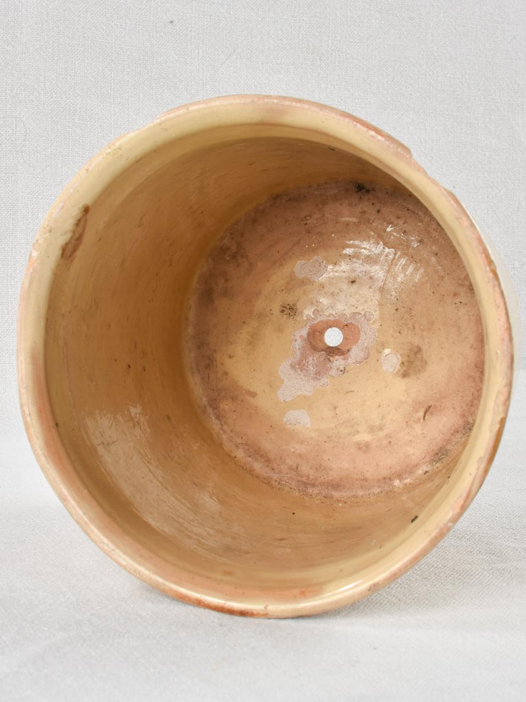 Antique French preserving pot with yellow glaze 6¾"