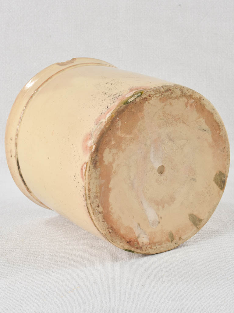 Antique French preserving pot with yellow glaze 6¾"