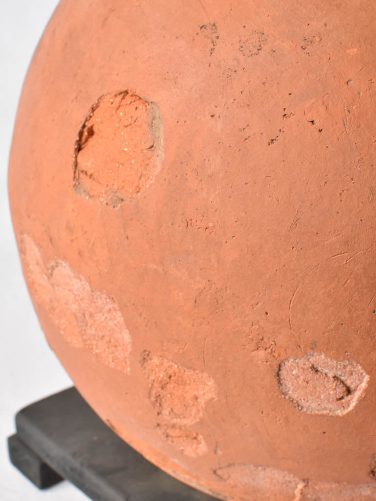 Pair of round finials with embellishments - terracotta 11¾"