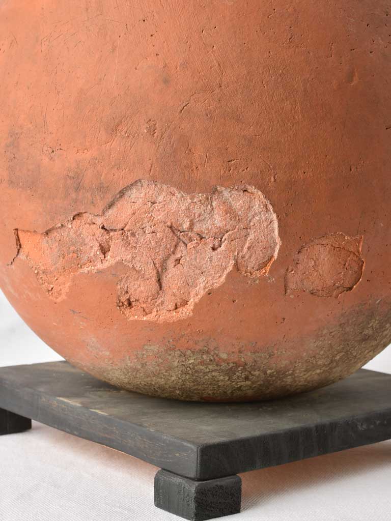 Pair of round finials with embellishments - terracotta 11¾"