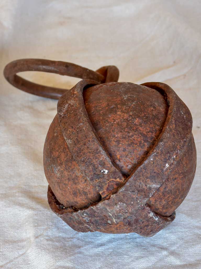 Large antique French iron counterweight