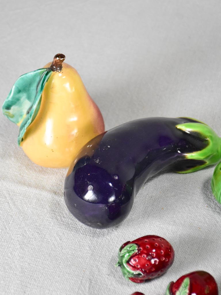 Collection of mid-century porcelain fruit and vegetables