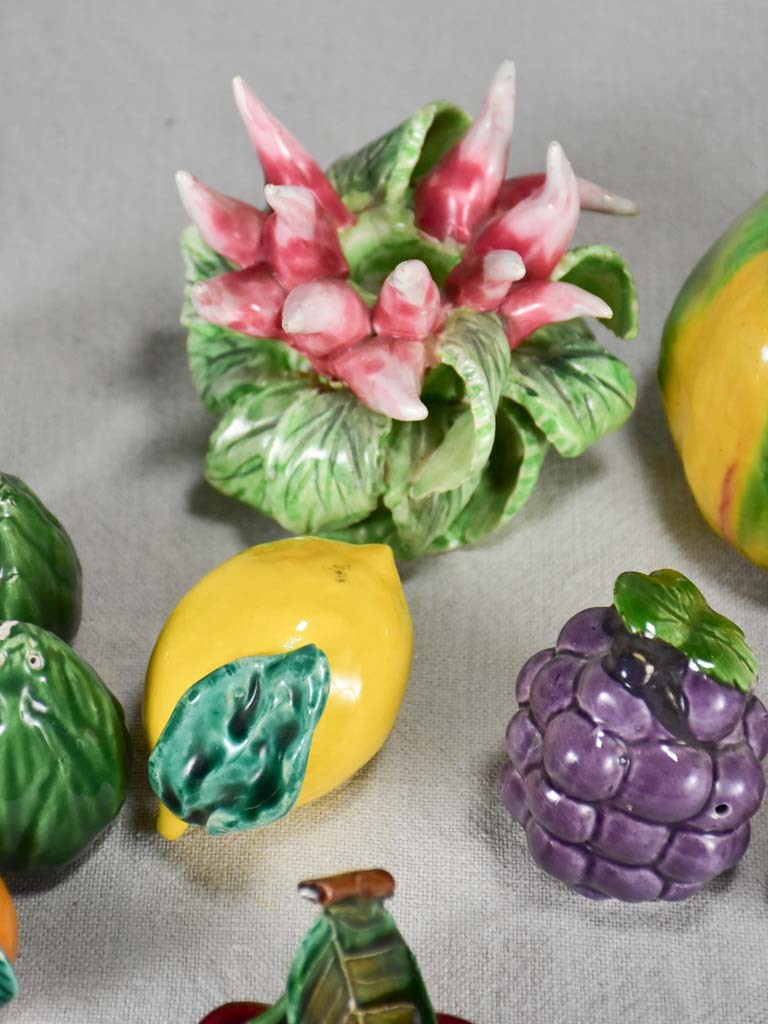 Collection of mid-century porcelain fruit and vegetables