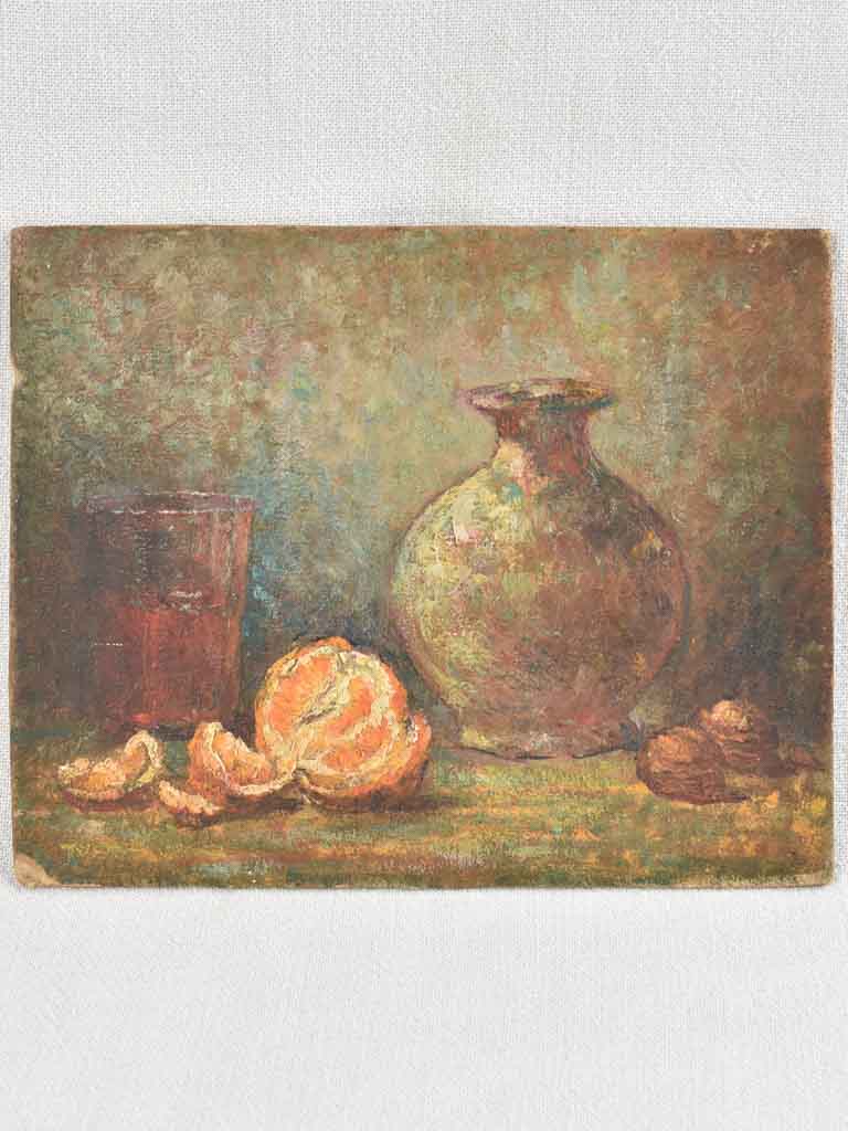Small early 20th century still life painting with orange - 8¼" x 10¼"